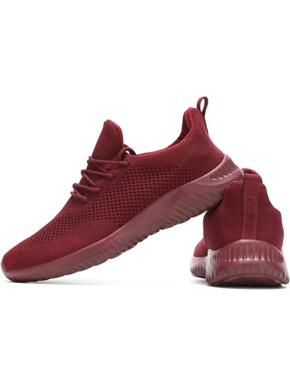 🆕Men's All Red Slip on Walking Shoes Ultra Light Breathable Running Shoes